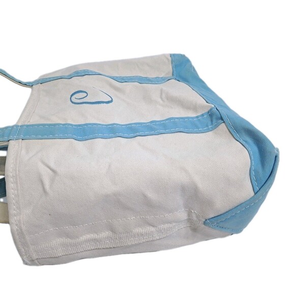 Vintage LL BEAN Boat Tote Aqua Teal Canvas Heavy Duty Bag 14x11x7 C Logo Zipper - Picture 6 of 10